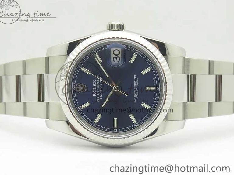 0125 DateJust 36 SS 116234 Fluted Bezel DJF Best Edition Blue Dial Stick Markers on SS Oyster Bracelet A Affordable 3373